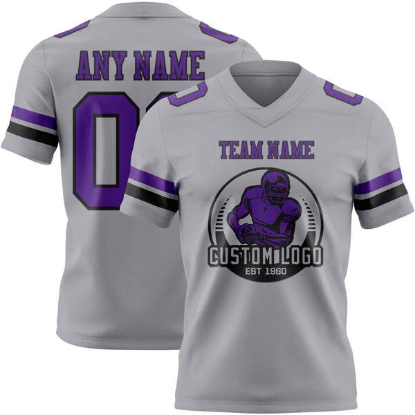 Custom Gray Purple-Black Authentic Football Jersey alternate