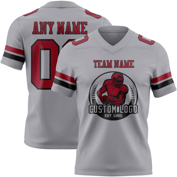 Custom Gray Cardinal-Black Authentic Football Jersey alternate