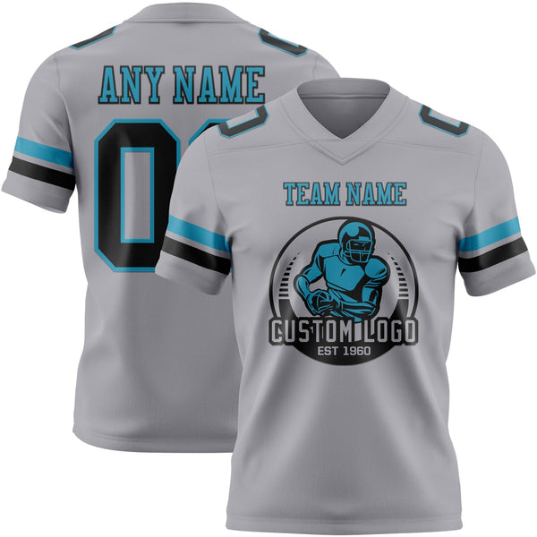 Custom Gray Black-Panther Blue Authentic Football Jersey alternate