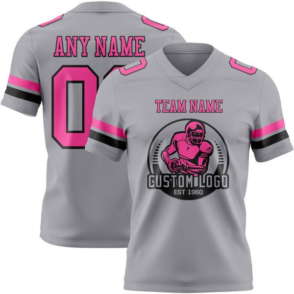 Custom Gray Pink-Black Authentic Football Jersey alternate