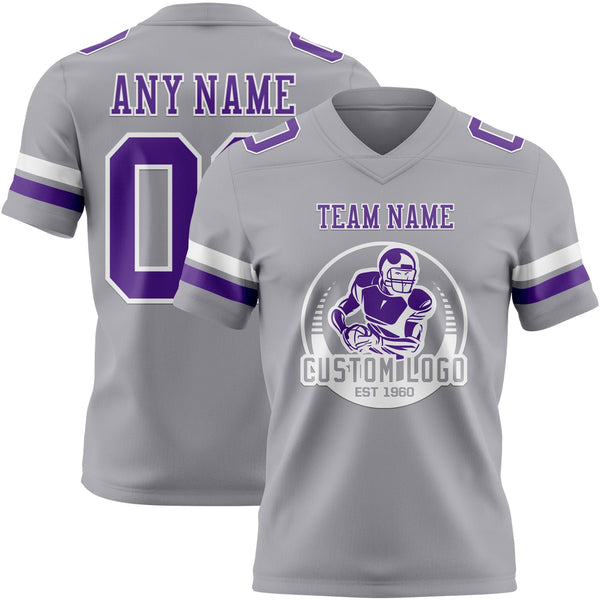 Custom Gray Purple-White Authentic Football Jersey alternate