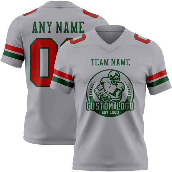 Custom Gray Red-Green Authentic Football Jersey alternate