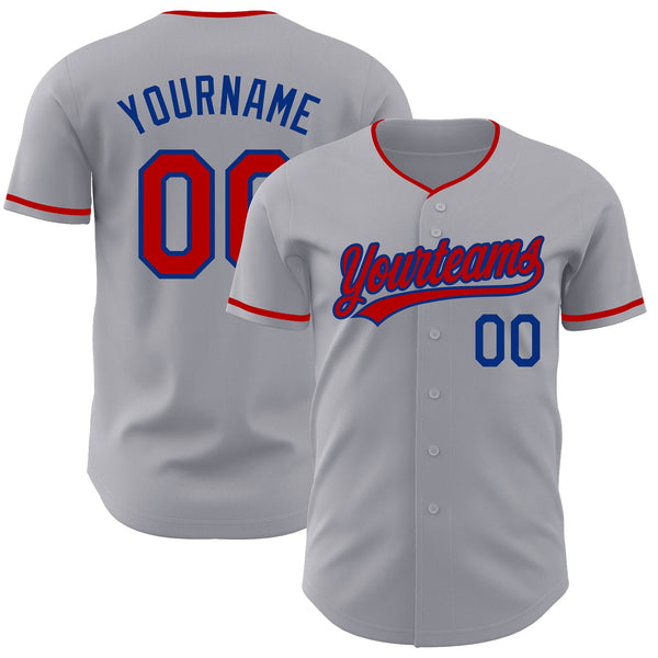 Custom Gray Red-Royal Authentic Baseball Jersey