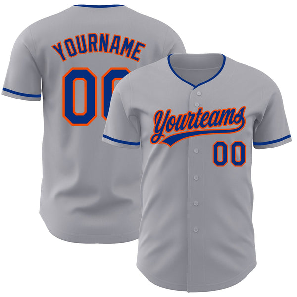 Custom Gray Royal-Orange Authentic Baseball Jersey