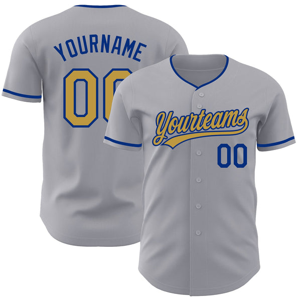 Custom Gray Old Gold-Royal Authentic Baseball Jersey