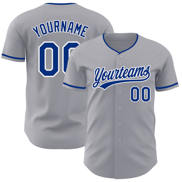 Custom Gray Royal-White Authentic Baseball Jersey