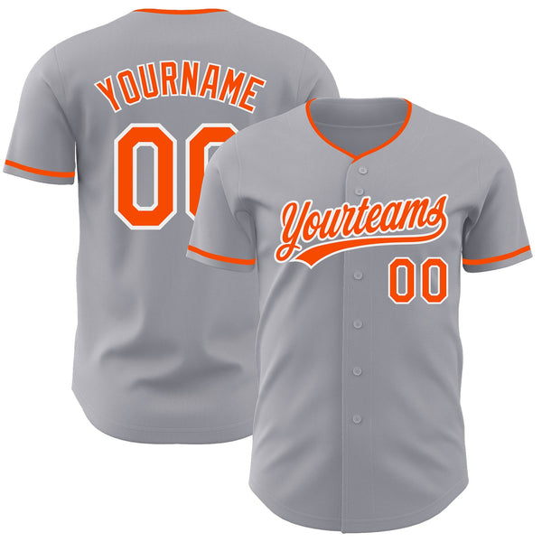Custom Gray Orange-White Authentic Baseball Jersey
