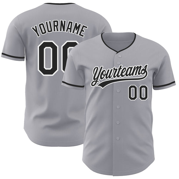 Custom Gray Black-White Authentic Baseball Jersey