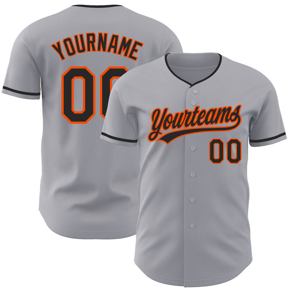 Custom Gray Black-Orange Authentic Baseball Jersey