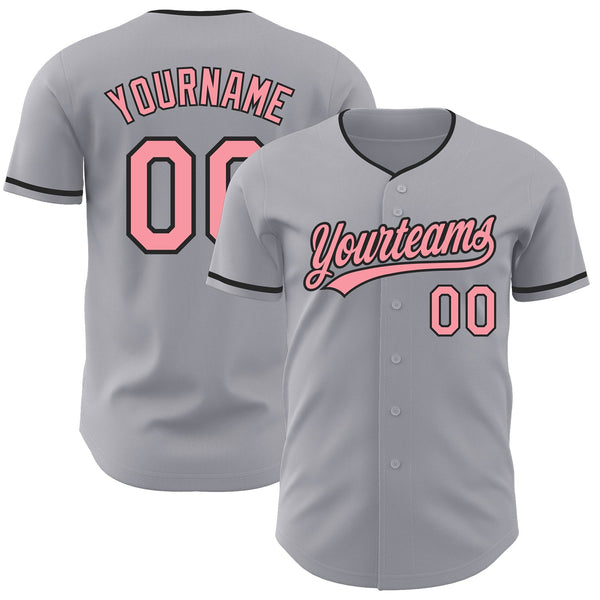 Custom Gray Medium Pink-Black Authentic Baseball Jersey