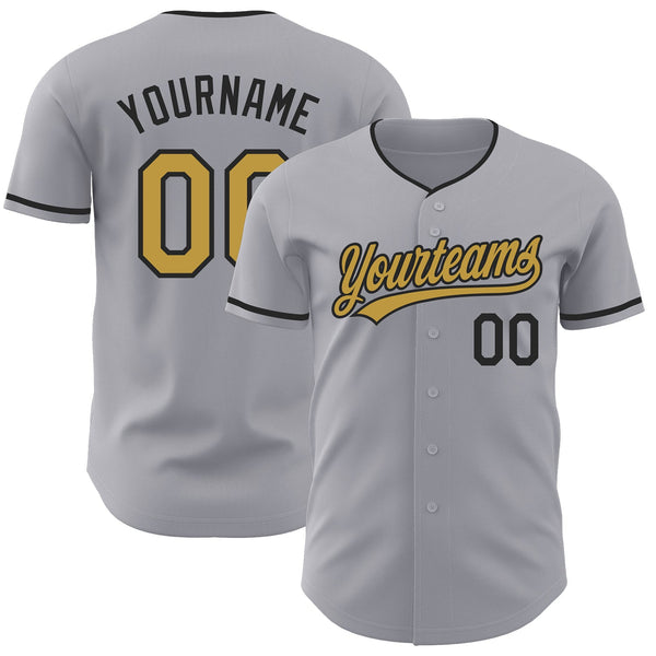 Custom Gray Old Gold-Black Authentic Baseball Jersey