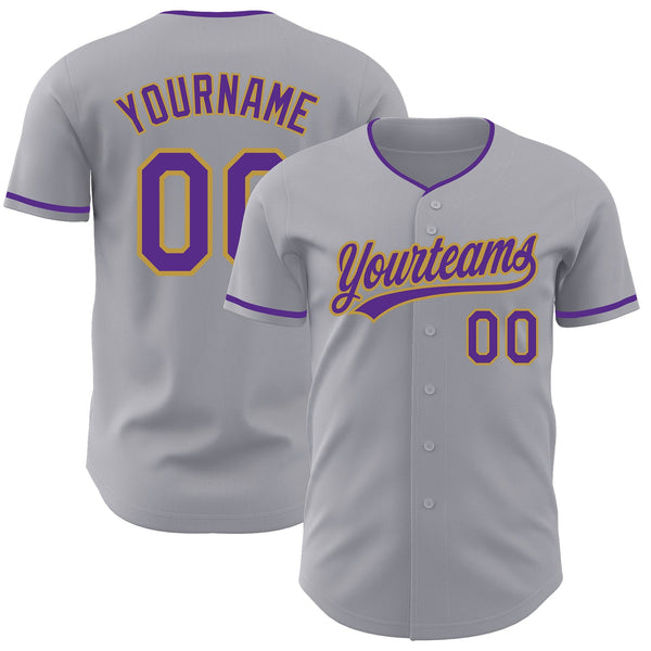 Custom Gray Purple-Old Gold Authentic Baseball Jersey