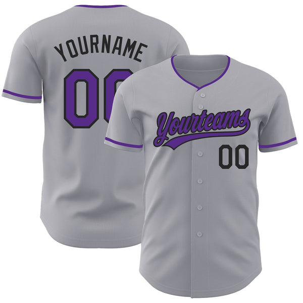 Custom Gray Purple-Black Authentic Baseball Jersey