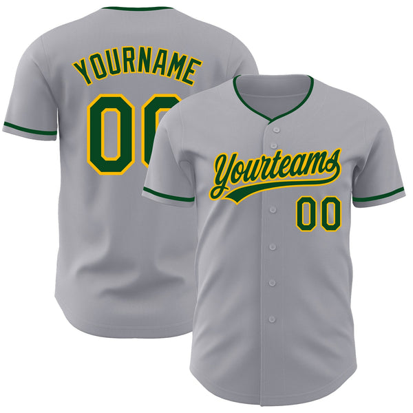 Custom Gray Green-Gold Authentic Baseball Jersey