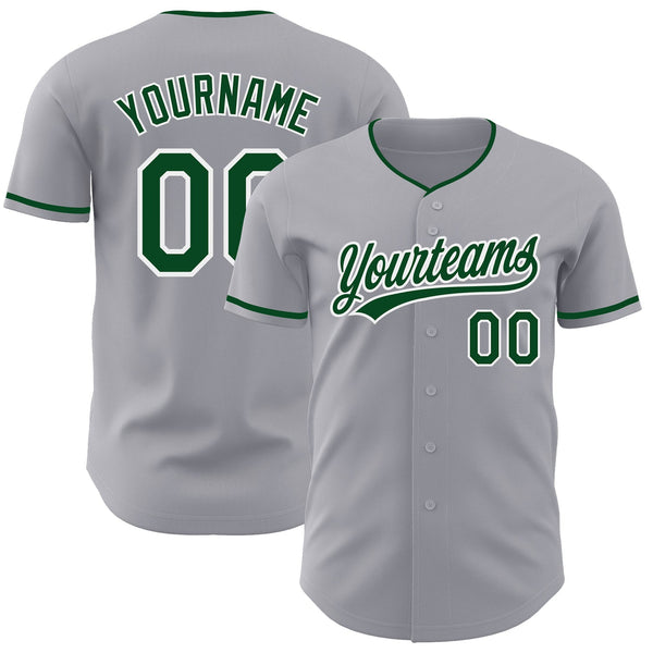 Custom Gray Green-White Authentic Baseball Jersey