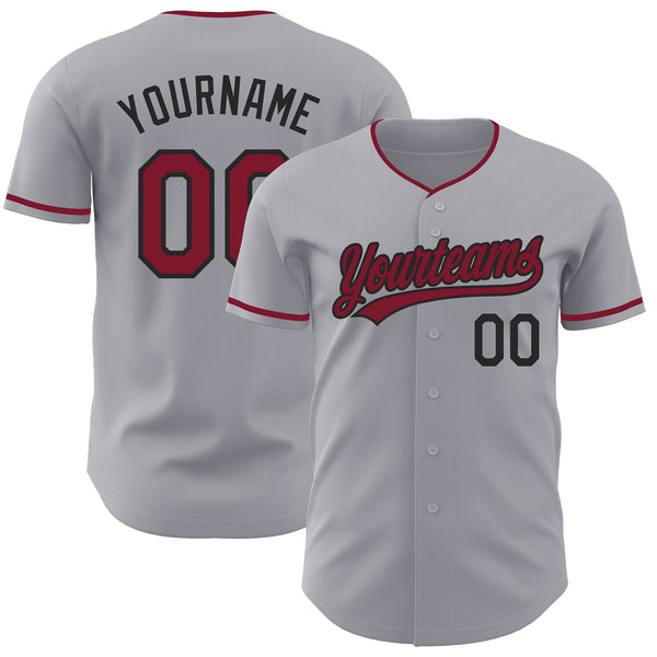 Custom Gray Crimson-Black Authentic Baseball Jersey