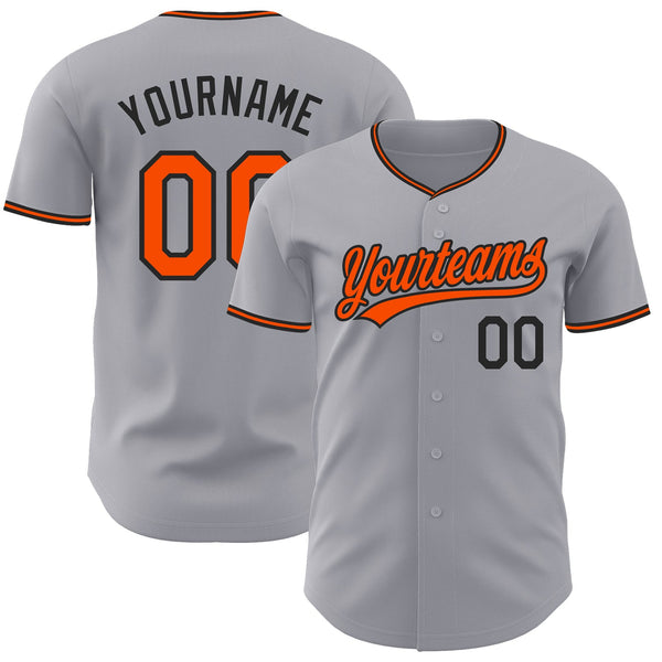 Custom Gray Orange-Black Authentic Baseball Jersey