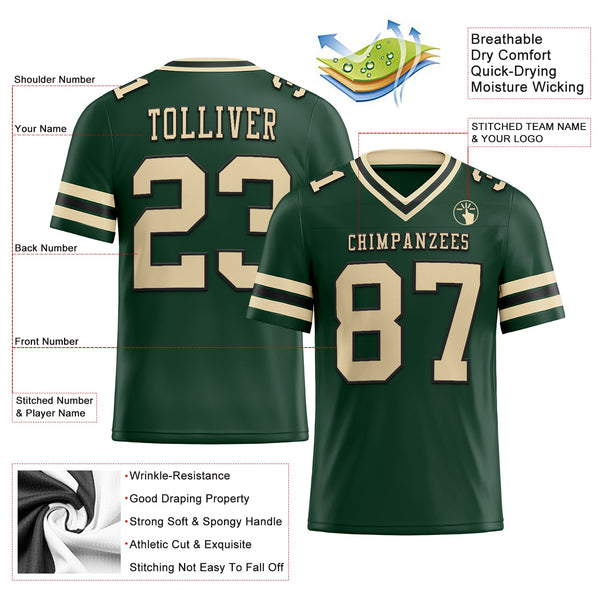 Custom Green City Cream-Black Authentic Football Jersey alternate