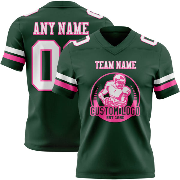 Custom Green White-Pink Authentic Football Jersey alternate