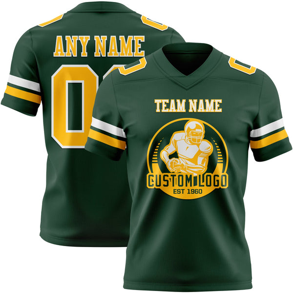 Custom Green Gold-White Authentic Football Jersey alternate
