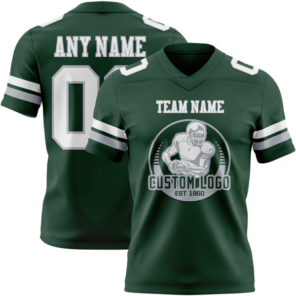 Custom Green White-Gray Authentic Football Jersey alternate