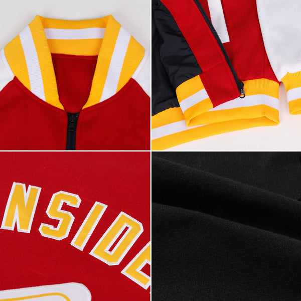 Custom Black Neon Green Bomber Varsity Letterman Zipper Jacket alternate