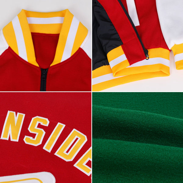 Custom Kelly Green Navy-White Bomber Varsity Letterman Zipper Jacket alternate