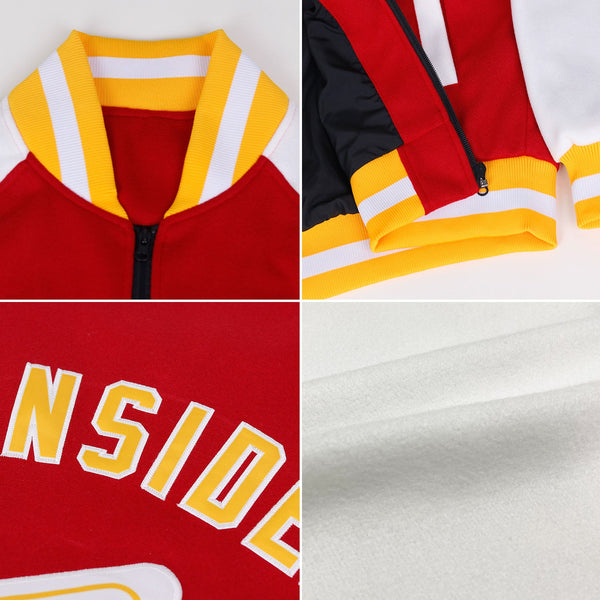 Custom White Pink Purple-Black Bomber Varsity Letterman Zipper Jacket alternate