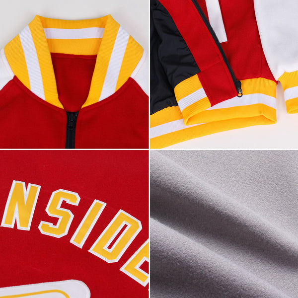 Custom Gray Green-Old Gold Bomber Varsity Letterman Zipper Jacket alternate