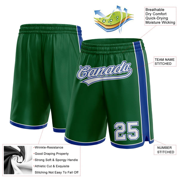 Custom Kelly Green White-Royal Authentic Basketball Shorts alternate