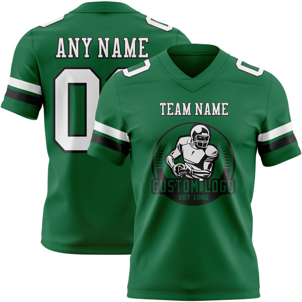 Custom Kelly Green White-Black Authentic Football Jersey alternate