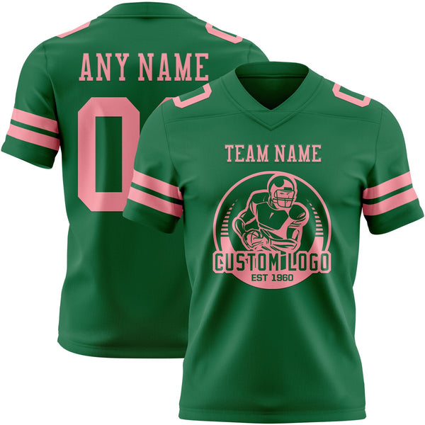 Custom Kelly Green Medium Pink Authentic Football Jersey alternate