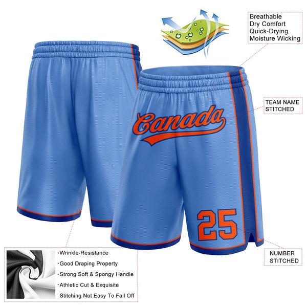Custom Light Blue Orange-Royal Authentic Basketball Shorts alternate