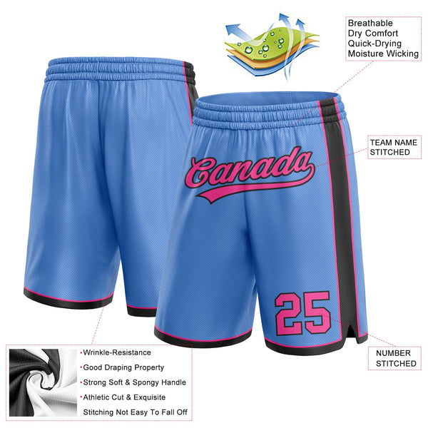 Custom Light Blue Pink-Black Authentic Basketball Shorts alternate