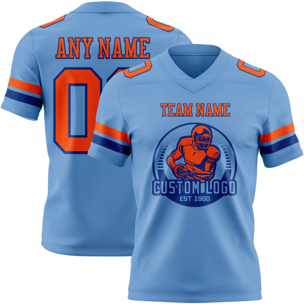 Custom Light Blue Orange-Royal Authentic Football Jersey alternate