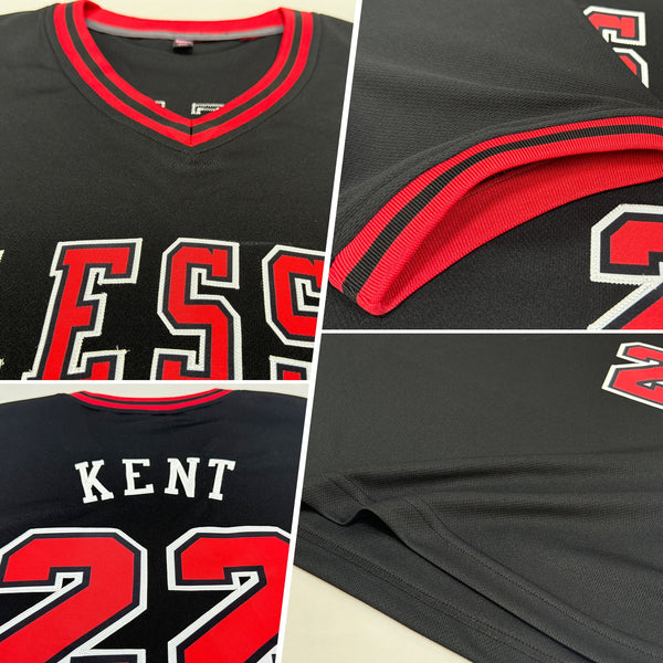 Custom Black Red-White Authentic Throwback Rib-Knit Baseball Jersey Shirt alternate
