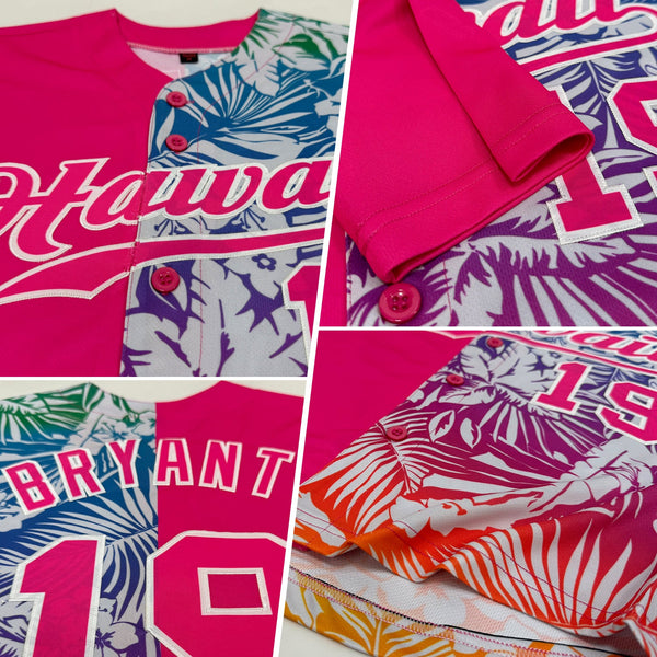 Custom 3D Pattern Design Tropical Palm Leaves Authentic Baseball Jersey alternate