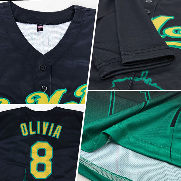 Custom Black Old Gold-Kelly Green 3D Boston City Edition Fade Fashion Authentic Baseball Jersey alternate