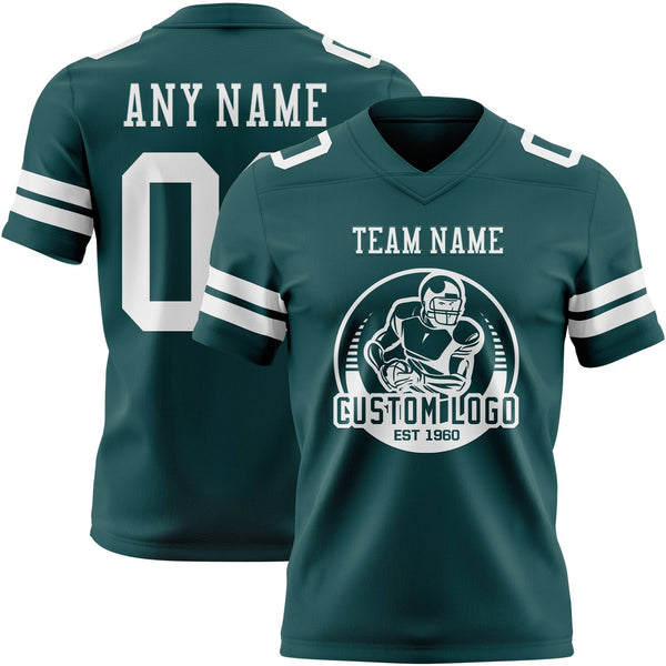 Custom Midnight Green White Authentic Football Jersey alternate