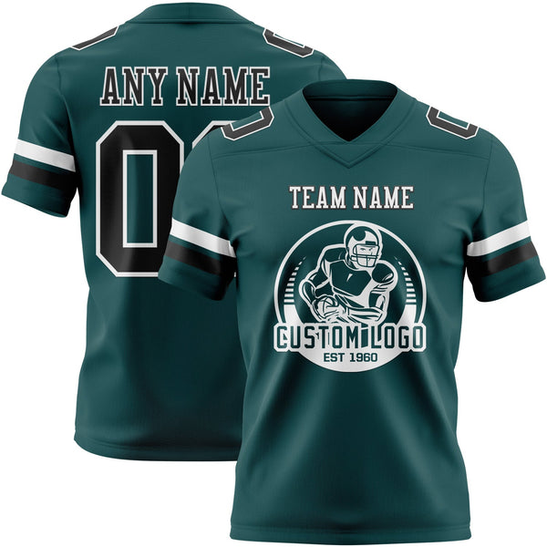 Custom Midnight Green Black-White Authentic Football Jersey alternate