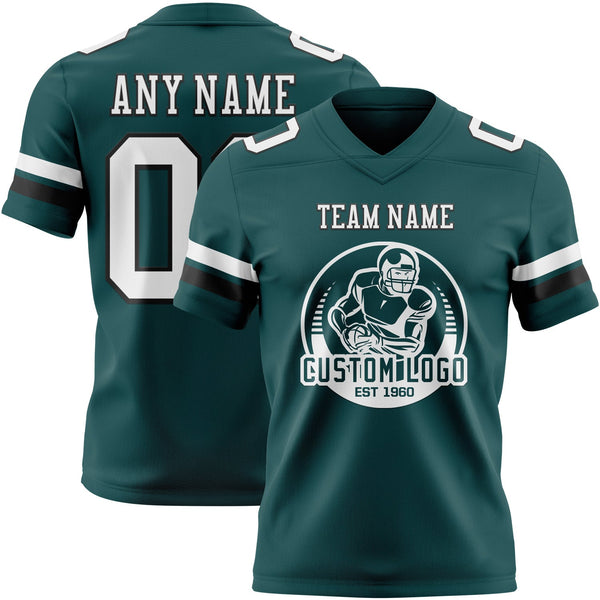 Custom Midnight Green White-Black Authentic Football Jersey alternate