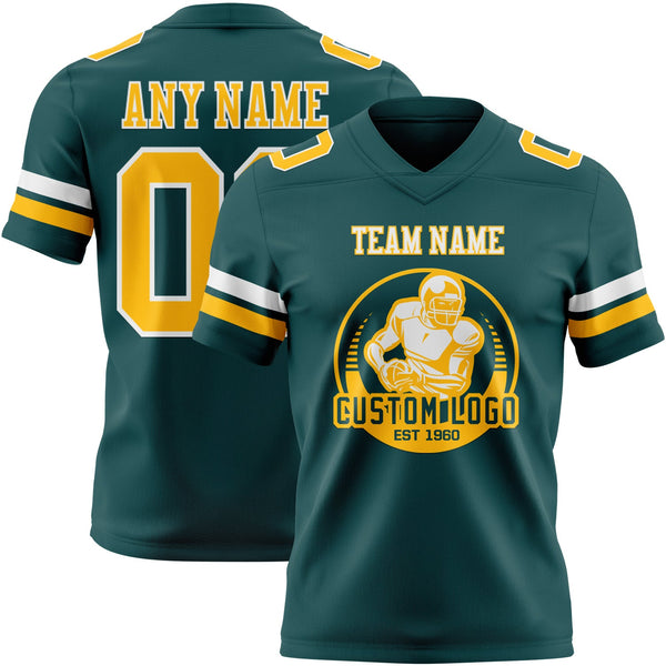 Custom Midnight Green Gold-White Authentic Football Jersey alternate