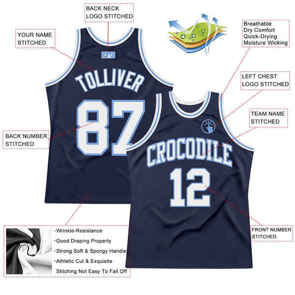 Custom Navy White-Light Blue Authentic Throwback Basketball Jersey alternate
