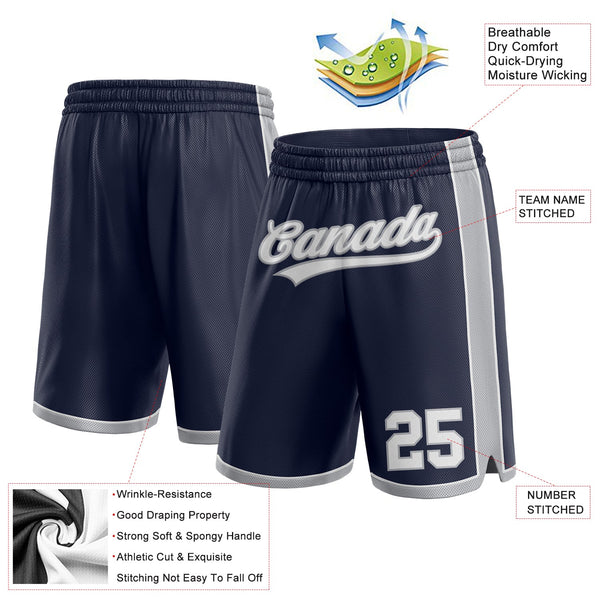 Custom Navy White-Gray Authentic Basketball Shorts alternate