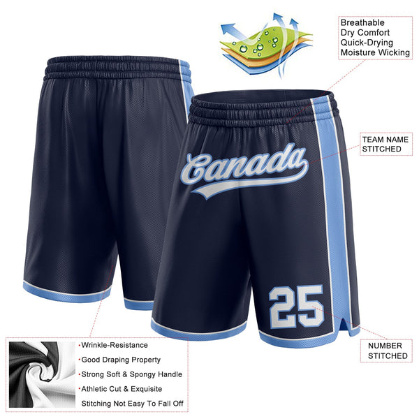 Custom Navy White-Light Blue Authentic Basketball Shorts alternate