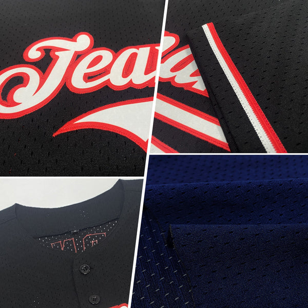 Custom Navy Vintage USA Flag-Cream Mesh Authentic Throwback Baseball Jersey alternate