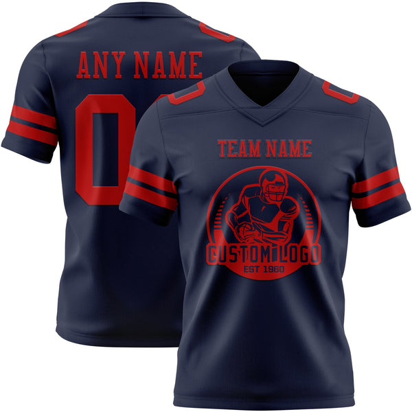 Custom Navy Red Authentic Football Jersey alternate