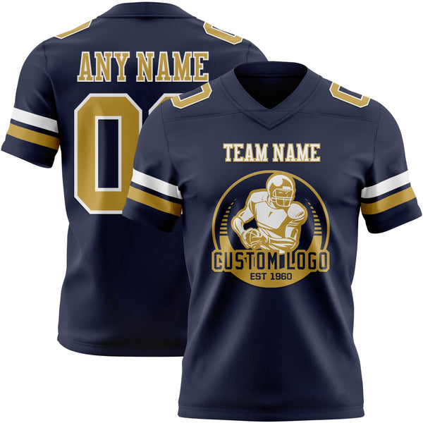 Custom Navy Old Gold-White Authentic Football Jersey alternate