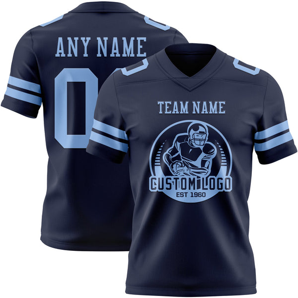 Custom Navy Light Blue Authentic Football Jersey alternate