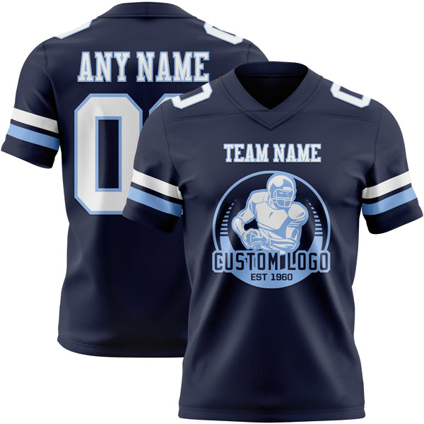 Custom Navy White-Light Blue Authentic Football Jersey alternate